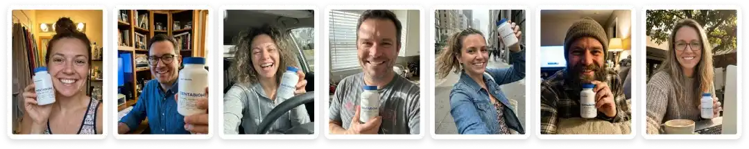 Real DentaBiome customers holding their bottles